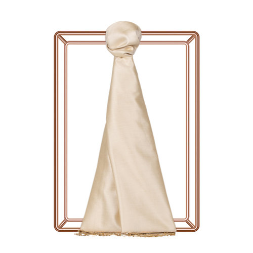 Cream Plain Silk Scarf