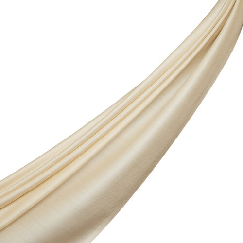 Cream Plain Wool Silk Scarf