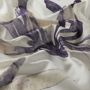 Cream Purple Palmaria Cotton Scarf - Thumbnail