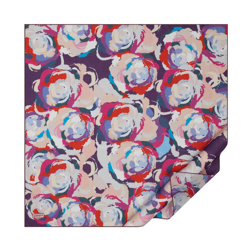 Cream Purple Soulful Blooms Cotton Scarf
