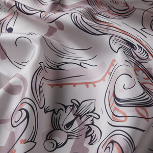 ipekevi - Cream Purple Twill Silk Scarf (1)