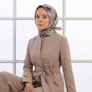 Cream Rebel Ivy Twill Silk Scarf - Thumbnail