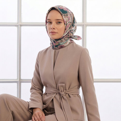 Cream Rebel Ivy Twill Silk Scarf