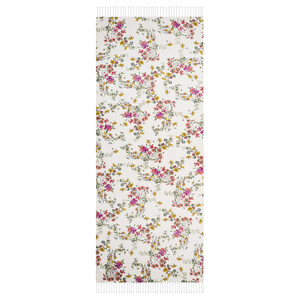 Cream Red Flower Crown Print Silk Scarf - Thumbnail