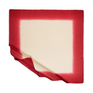 Cream Red Gradient Silk Scarf - Thumbnail