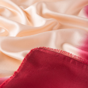 Cream Red Gradient Silk Scarf - Thumbnail