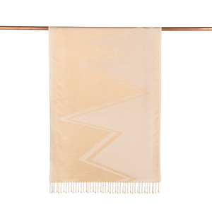 ipekevi - Cream Retro Zigzag Silk Scarf (1)