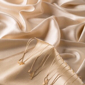 Cream Reversible Silk Neck Scarf - Thumbnail