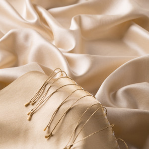 Cream Reversible Silk Scarf - Thumbnail