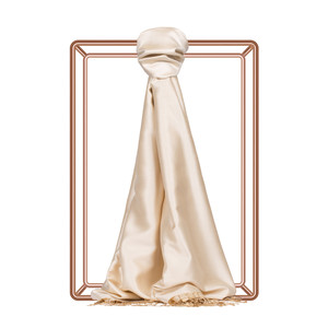 Cream Reversible Silk Scarf - Thumbnail