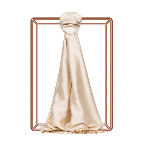 Cream Reversible Silk Scarf