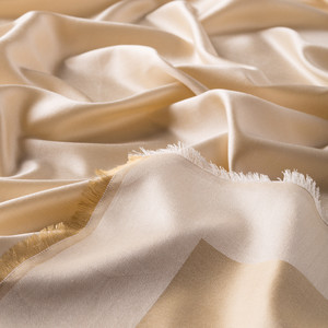 Cream Reversible Silk Scarf - Thumbnail