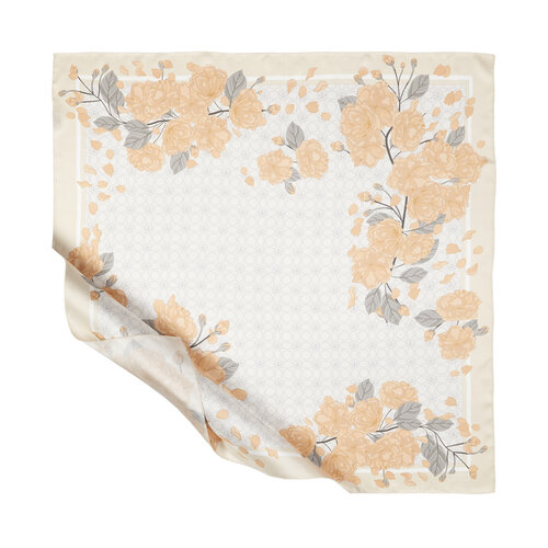 Cream Sakura Monogram Silk Twill Scarf