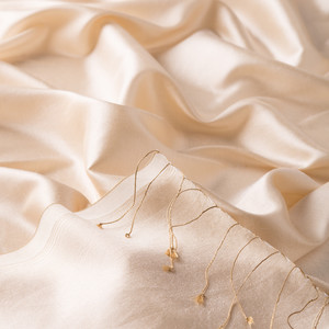 Cream Shantung Silk Scarf - Thumbnail