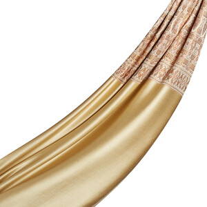 Cream Jacquard Hand Woven Prime Silk Scarf - Thumbnail