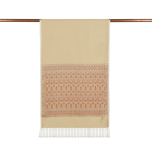 Cream Jacquard Hand Woven Prime Silk Scarf