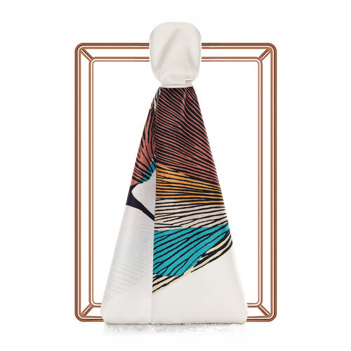 Cream Silk Tree Print Silk Scarf