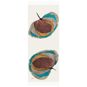 Cream Silk Tree Print Silk Scarf - Thumbnail