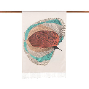 ipekevi - Cream Silk Tree Print Silk Scarf (1)