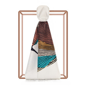 ipekevi - شال حرير بتصميم ورود لون كريمي