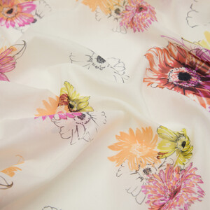 Cream Single Bloom Cotton Scarf - Thumbnail
