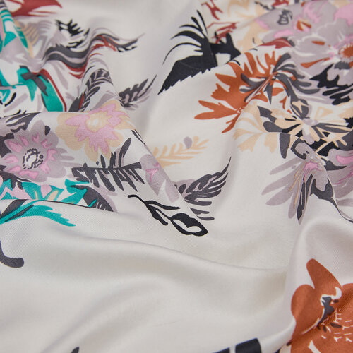 Cream Spring Breeze Print Modal Silk Scarf