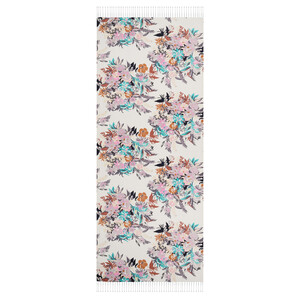 Cream Spring Breeze Print Modal Silk Scarf - Thumbnail