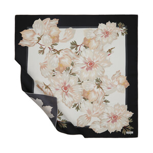 ipekevi - Cream Stone Kozmos Flowers Twill Silk Scarf
