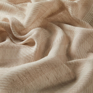 Cream Striped Linen Cotton Scarf - Thumbnail