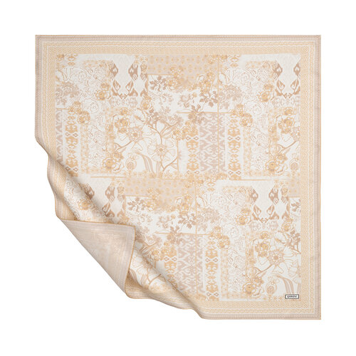 Cream Summer Patchwork Twill Silk Scarf