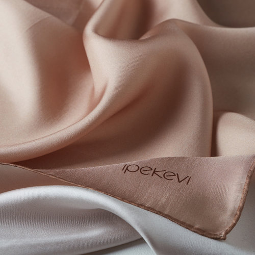 Cream Tan Plain Silk Twill Scarf