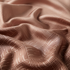 ipekevi - Cream Tan Qufi Pattern Silk Twill Scarf (1)