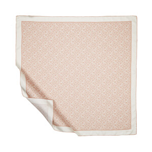 Cream Tan Typo Monogram Silk Twill Scarf - Thumbnail