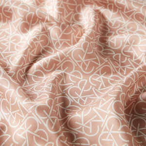 ipekevi - Cream Tan Typo Monogram Silk Twill Scarf (1)