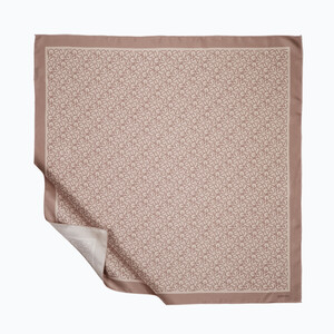 Cream Tan Typo Monogram Silk Twill Scarf - Thumbnail