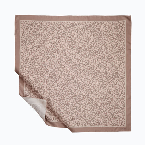 Cream Tan Typo Monogram Silk Twill Scarf