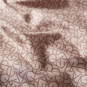 Cream Tan Typo Monogram Silk Twill Scarf - Thumbnail