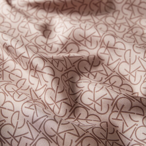 ipekevi - Cream Tan Typo Monogram Silk Twill Scarf (1)