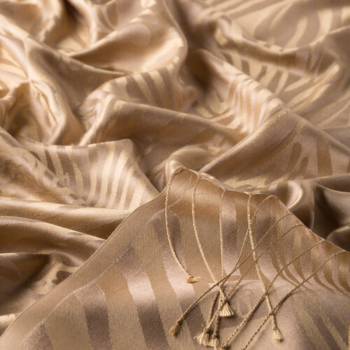 Cream Tan Zebra Jacquard Silk Scarf