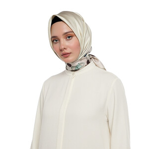 Cream Trend Twill Silk Scarf - Thumbnail