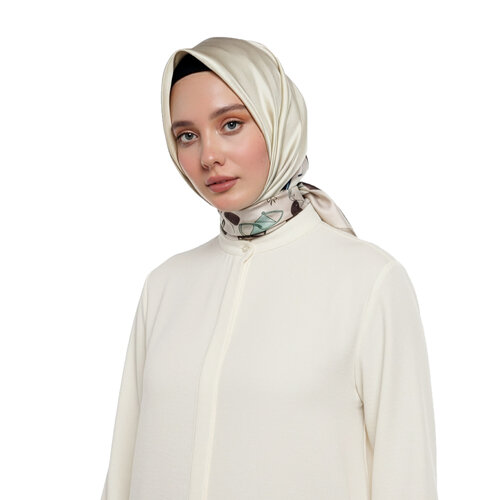 Cream Trend Twill Silk Scarf
