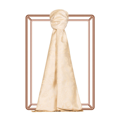 Cream Tulip Jacquard Silk Scarf