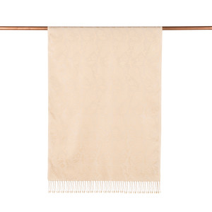 ipekevi - Cream Tulip Jacquard Silk Scarf (1)