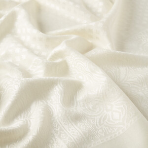 Cream Wool Silk Scarf - Thumbnail