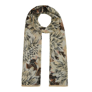 ipekevi - Cream Yellow Narcissus Flower Cotton Rayon Scarf (1)