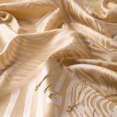 Cream Zebra Jacquard Silk Scarf