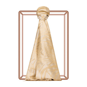 Cream Zebra Jacquard Silk Scarf - Thumbnail