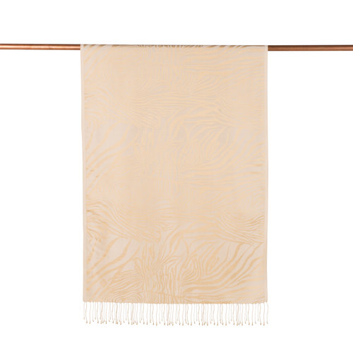 Cream Zebra Jacquard Silk Scarf