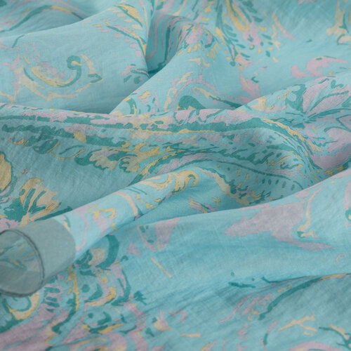 Cyan Breeze Print Tencel Scarf