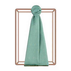 Cyan IE Monogram Cotton Silk Scarf - Thumbnail